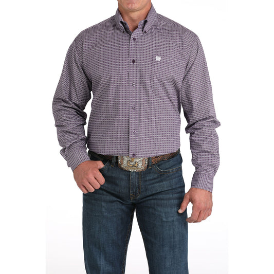 Men's Cinch Purple Plaid Print Western Shirt MTW1105975