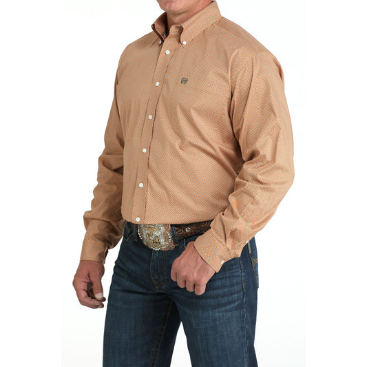 Men's Cinch Brown Print Long Sleeve Button Down Shirt MTW1105980