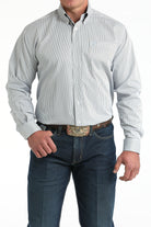Men's Cinch White Stripe Long Sleeve Button Shirt MTW1106003