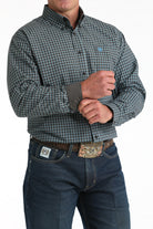 Men's Cinch Brown/Blue Small Plaid Classic Fit Button-Down Western Shirt MTW1106006