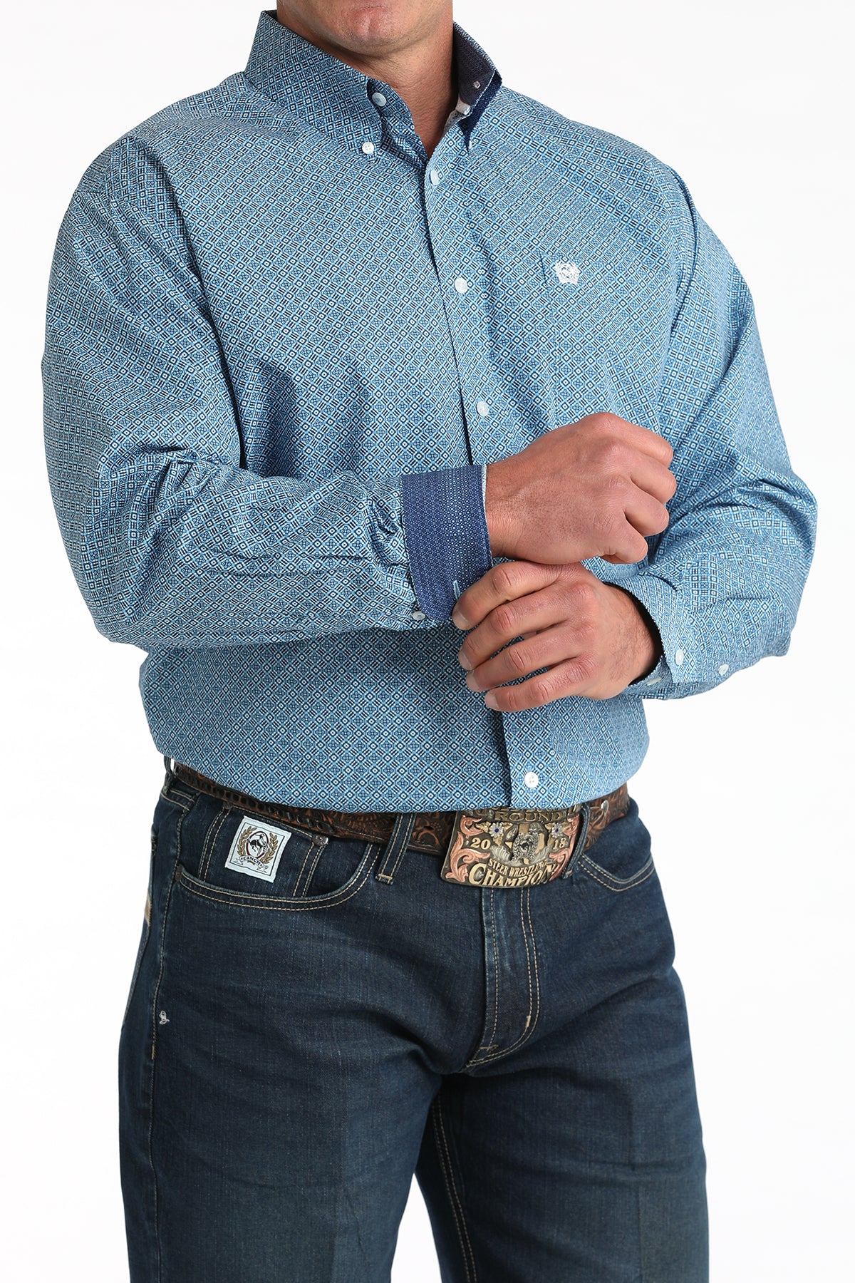 Men's Cinch Blue Button Down Shirt MTW1106009