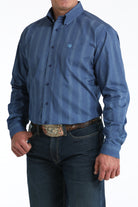 Men's Cinch Royal Blue Geometric Print Button-Down Western Shirt MTW1106010