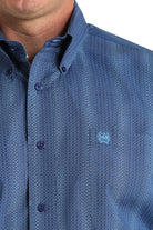 Men's Cinch Royal Blue Geometric Print Button-Down Western Shirt MTW1106010