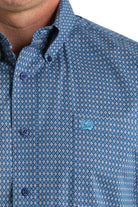 Men's Cinch Blue Diamond Print Long Sleeve Button Shirt MTW1106011