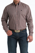 Men's Cinch Pink Square Stitch Print Classic Fit Button-down Western Shirt MTW1106016