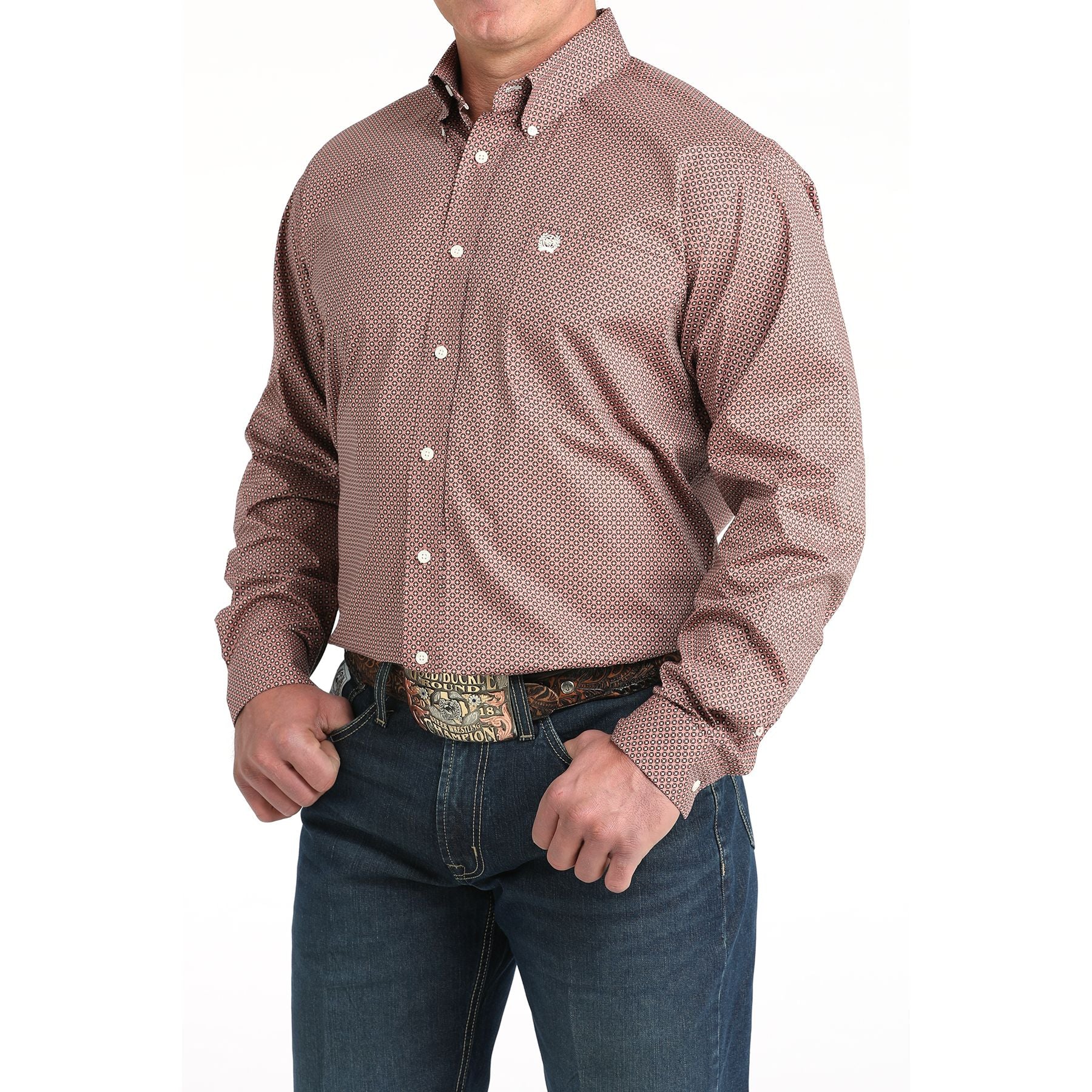 Men's Cinch Long Sleeve Button Up Patterned Top MTW1106017