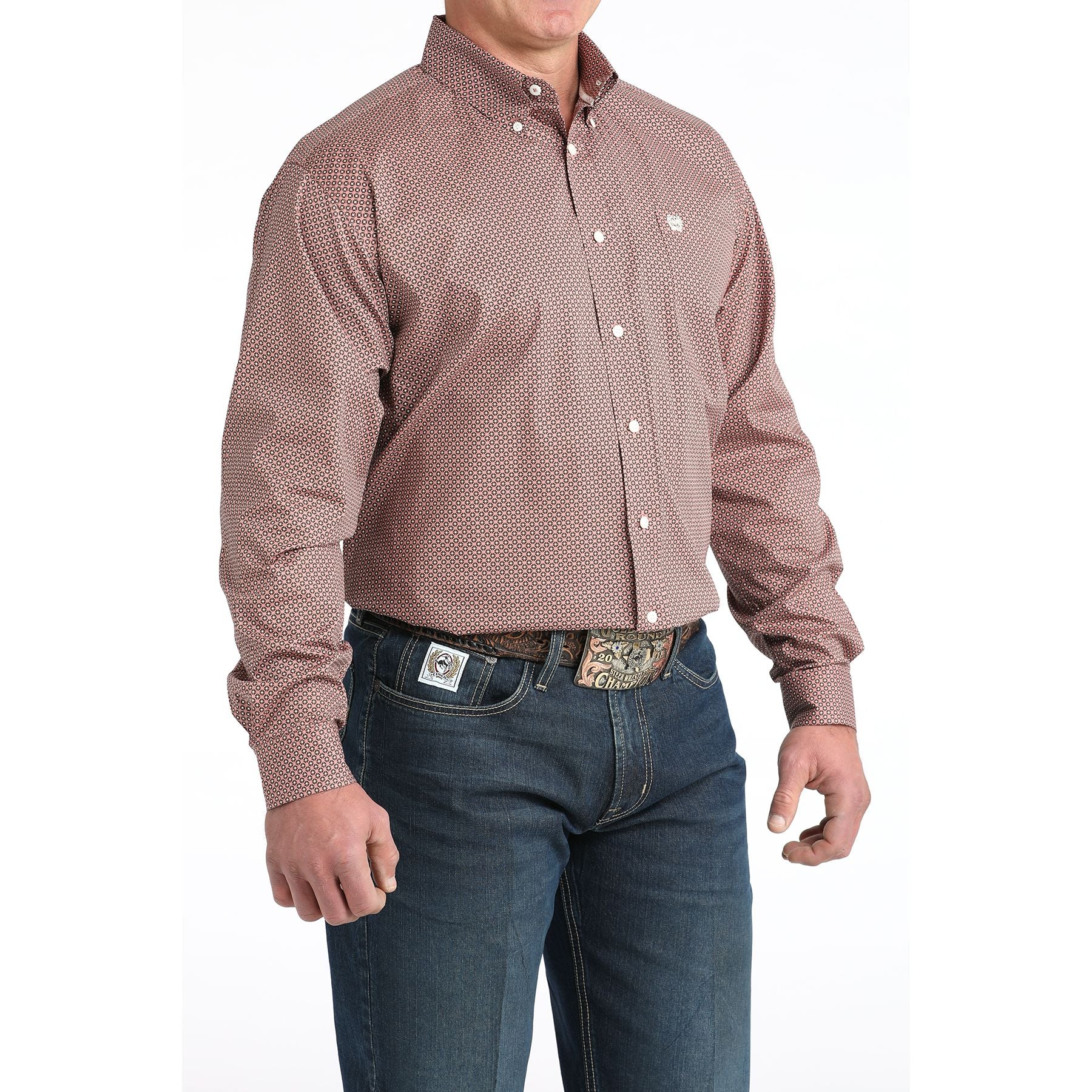 Men's Cinch Long Sleeve Button Up Patterned Top MTW1106017