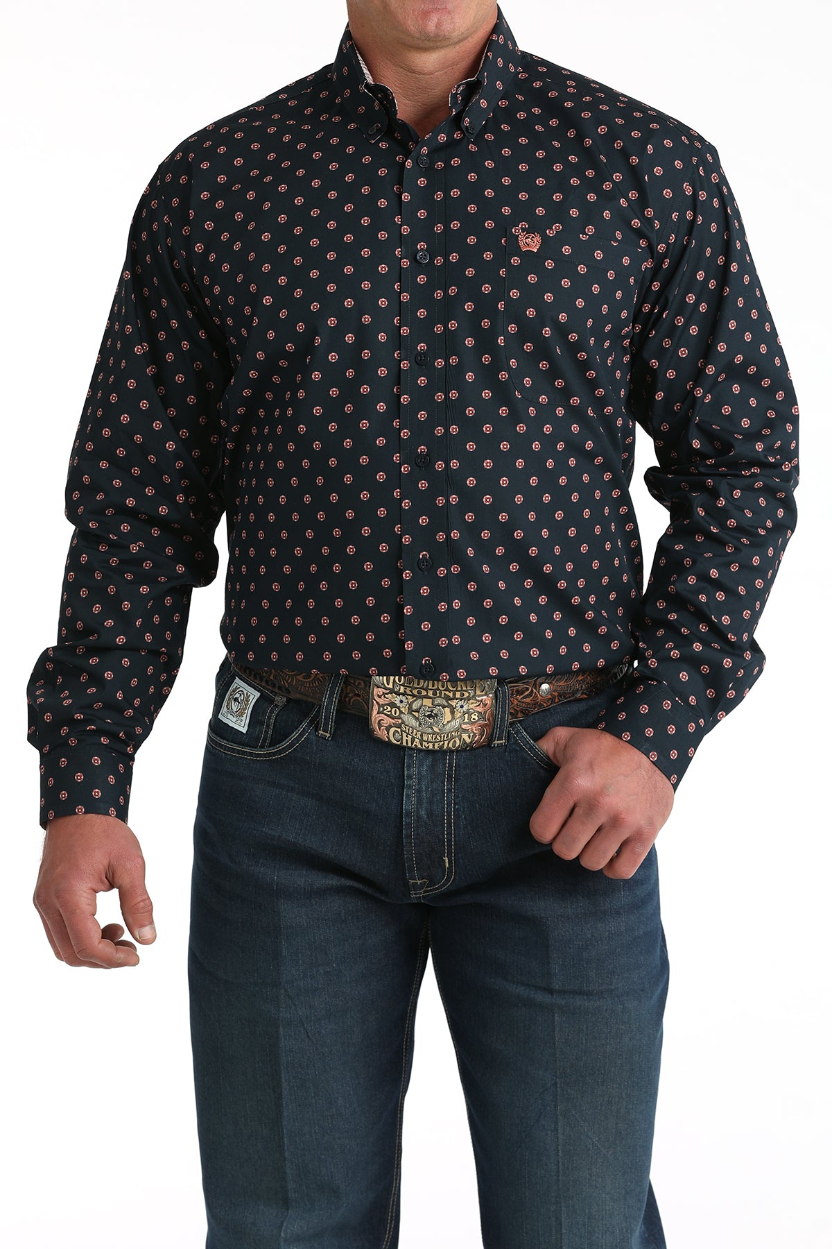 Men's Cinch Long Sleeve Patterned Button Up Shirt MTW1106018