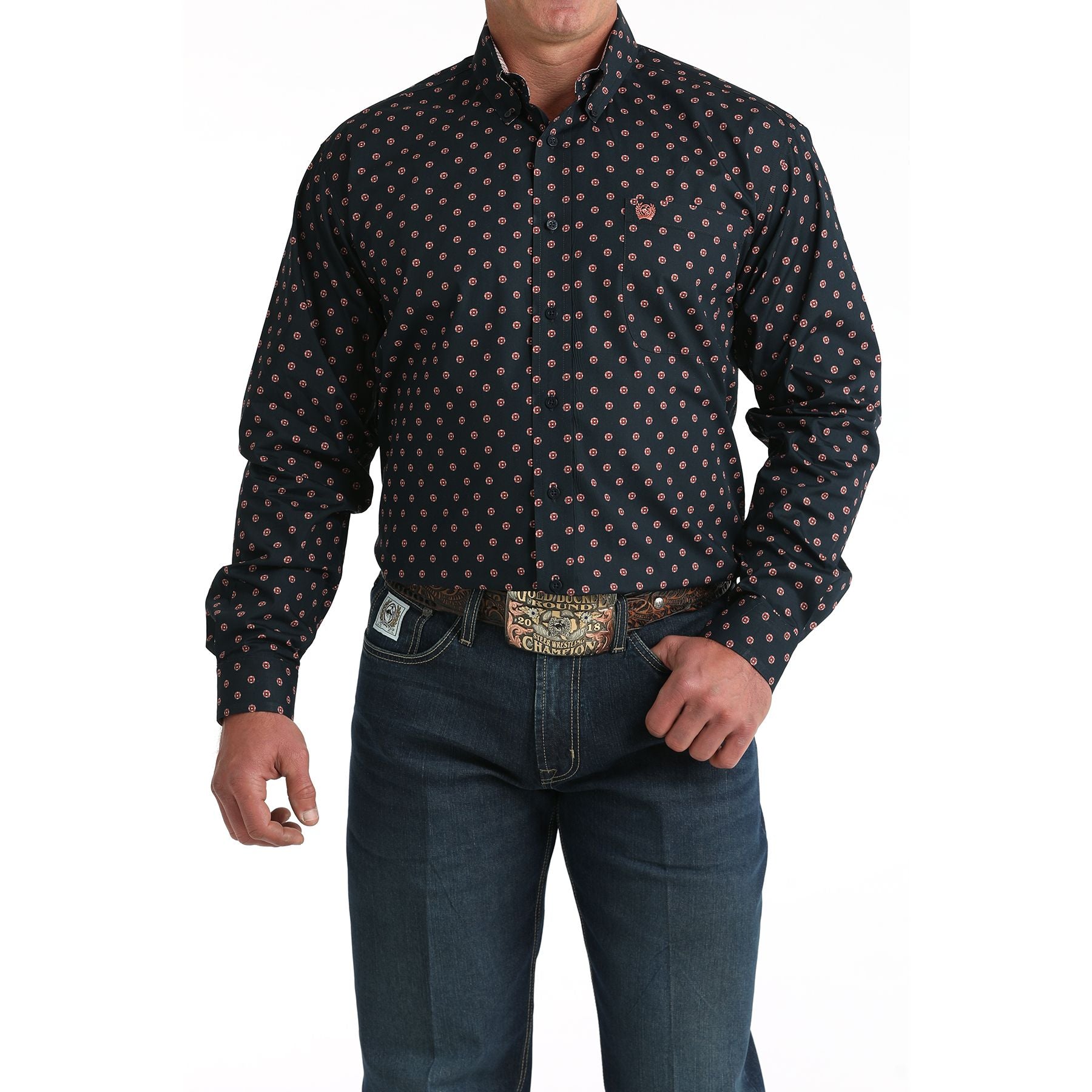 Men's Cinch Long Sleeve Patterned Button Up Shirt MTW1106018
