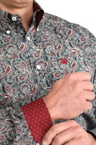 Men's Cinch Navy Printed Long Sleeve Button Up Shirt MTW1106023