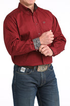 Men's Cinch Burgundy Long Sleeve Button Up Shirt MTW1106024