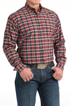 Men's Cinch Long Sleeve Burgundy Plaid Button Up Shirt MTW1106027