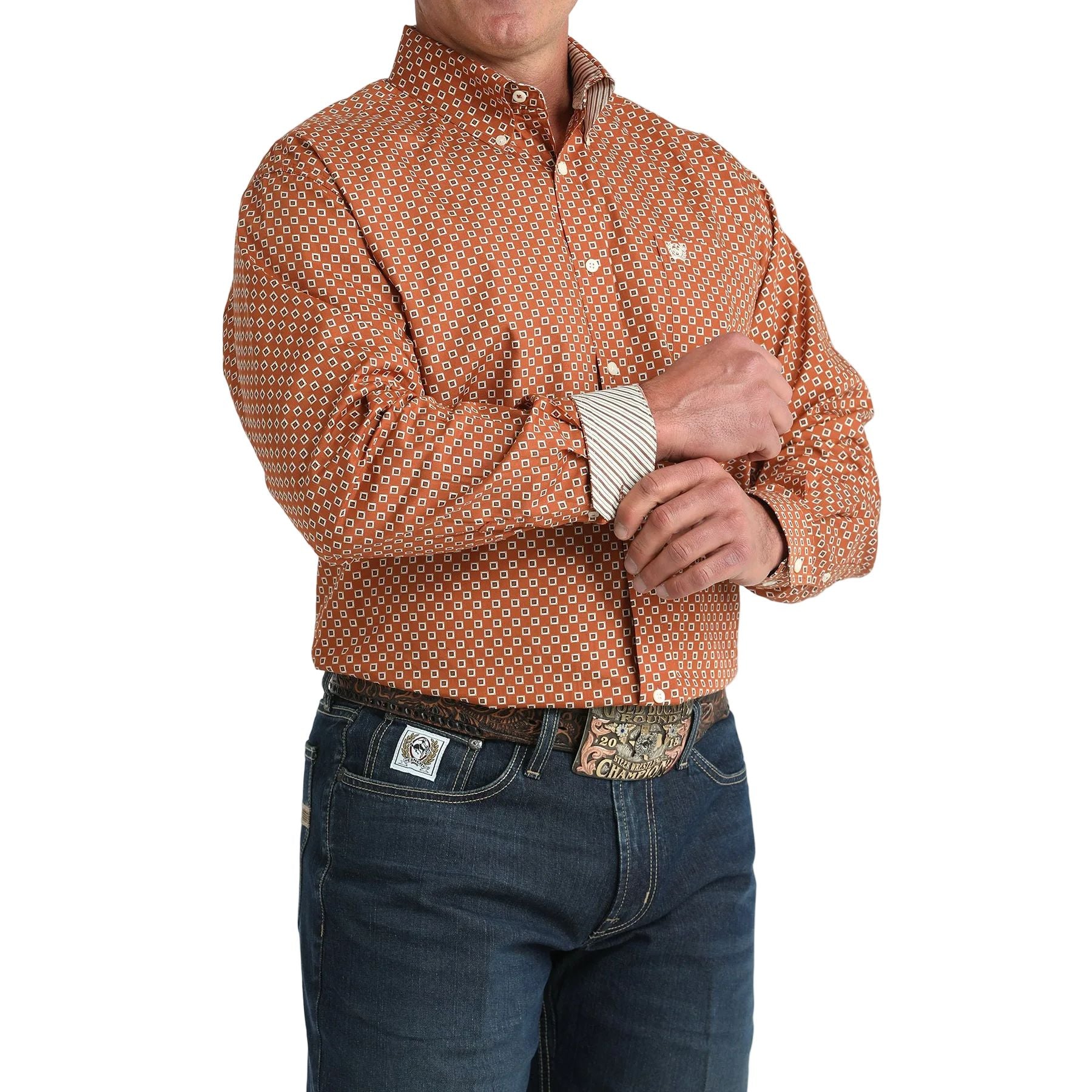 Men's Cinch Geo Print Button Down Shirt MTW1106029