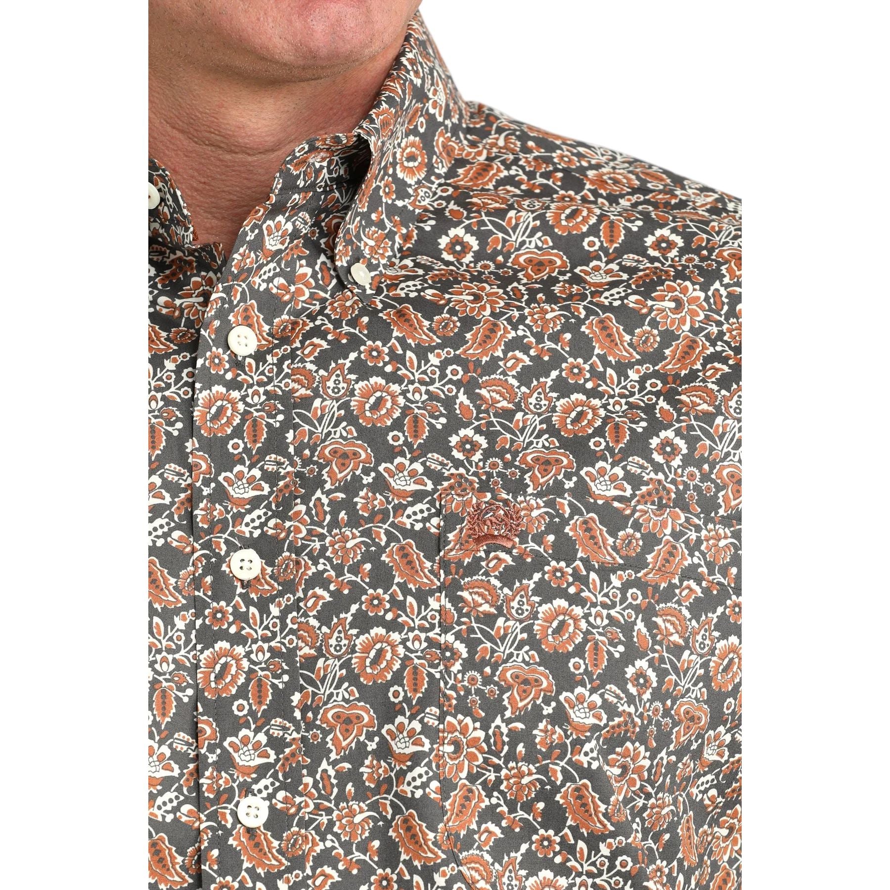 Men's Cinch Floral Charcoal Button Down Shirt MTW1106030