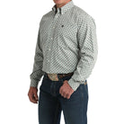 Men's Cinch Cream Diamond Print Button Down Shirt MTW1106033
