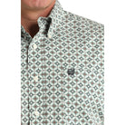 Men's Cinch Cream Diamond Print Button Down Shirt MTW1106033