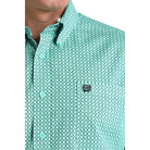 Men's Cinch Turquoise Geo Print Button Down Shirt MTW1106034