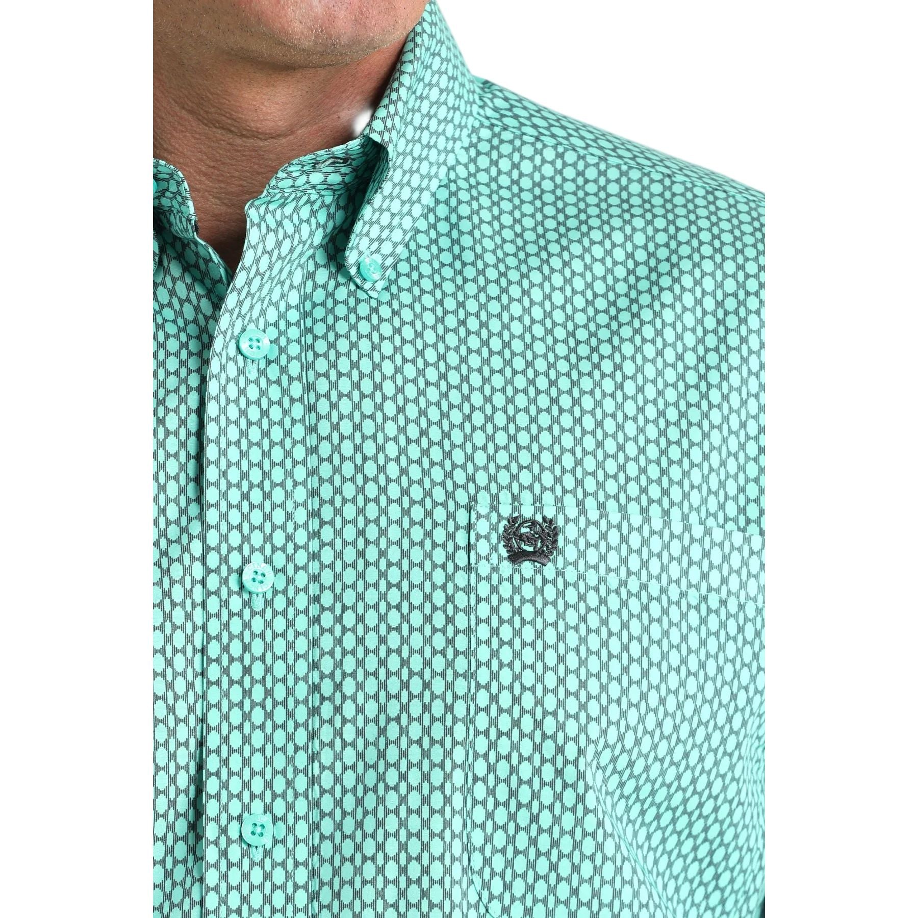Men's Cinch Turquoise Geo Print Button Down Shirt MTW1106034