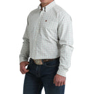 Men's Cinch Cream Grid Classic Fit Long Sleeve Button Down Shirt MTW1106035