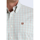 Men's Cinch Cream Grid Classic Fit Long Sleeve Button Down Shirt MTW1106035