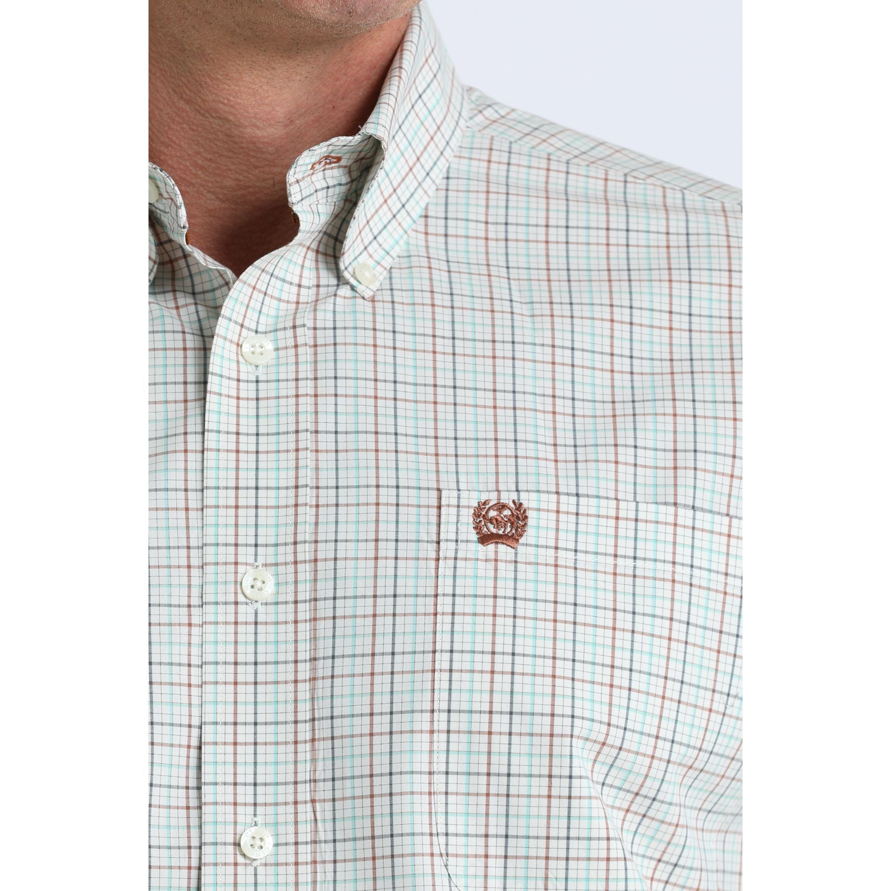 Men's Cinch Cream Grid Classic Fit Long Sleeve Button Down Shirt MTW1106035