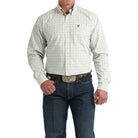 Men's Cinch Cream Grid Classic Fit Long Sleeve Button Down Shirt MTW1106035