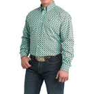 Men's Cinch Turquoise Geo Print Button Down Shirt MTW1106036