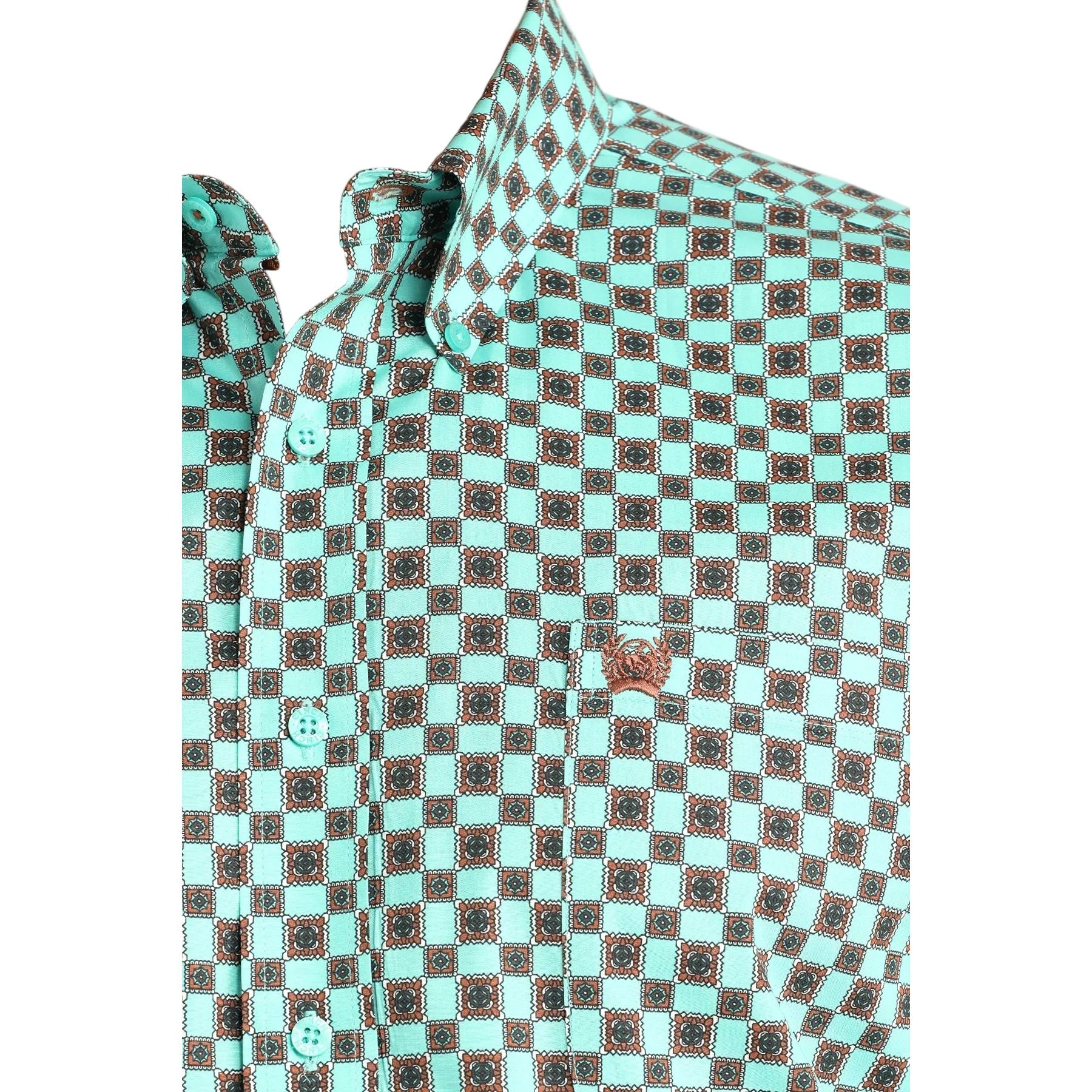 Men's Cinch Turquoise Geo Print Button Down Shirt MTW1106036