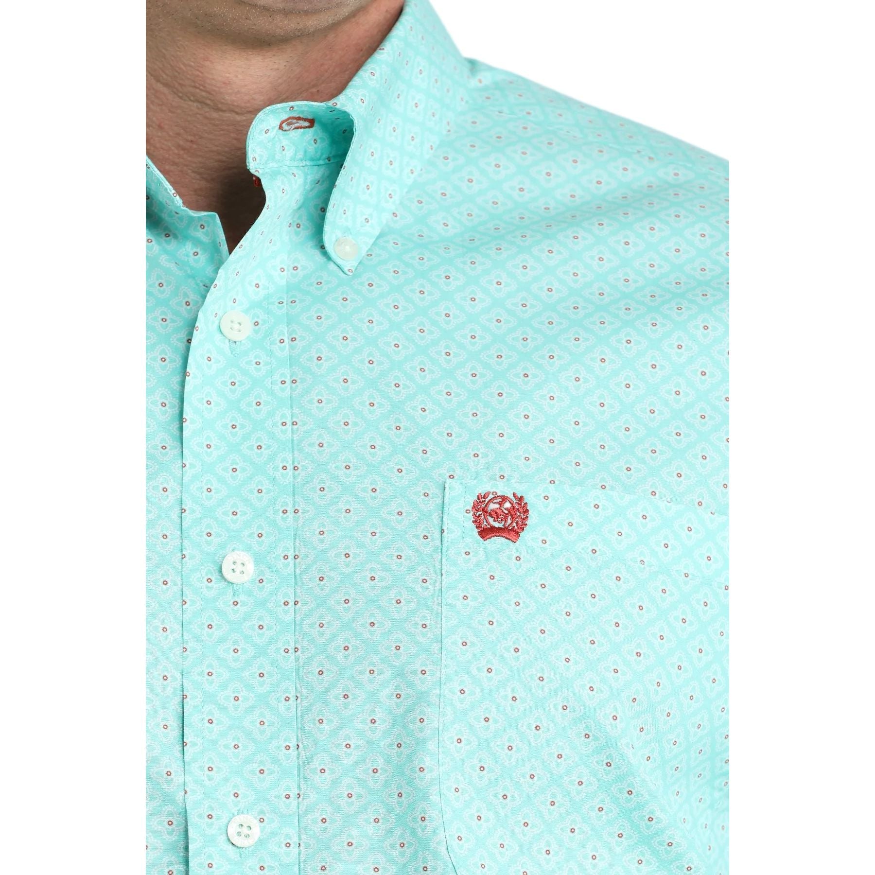 Men's Cinch Turquoise Geo Print Button Down Shirt MTW1106037