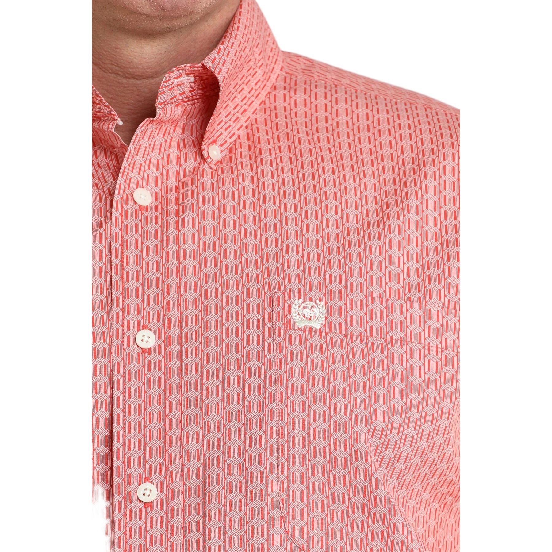 Men's Cinch Red Braid Long Sleeve Button Down Shirt MTW1106040