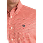 Men's Cinch Red Geo Print Button Down Shirt MTW1106041