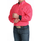Men's Cinch Pink with Dots Long Sleeve Western Shirt MTW1106045