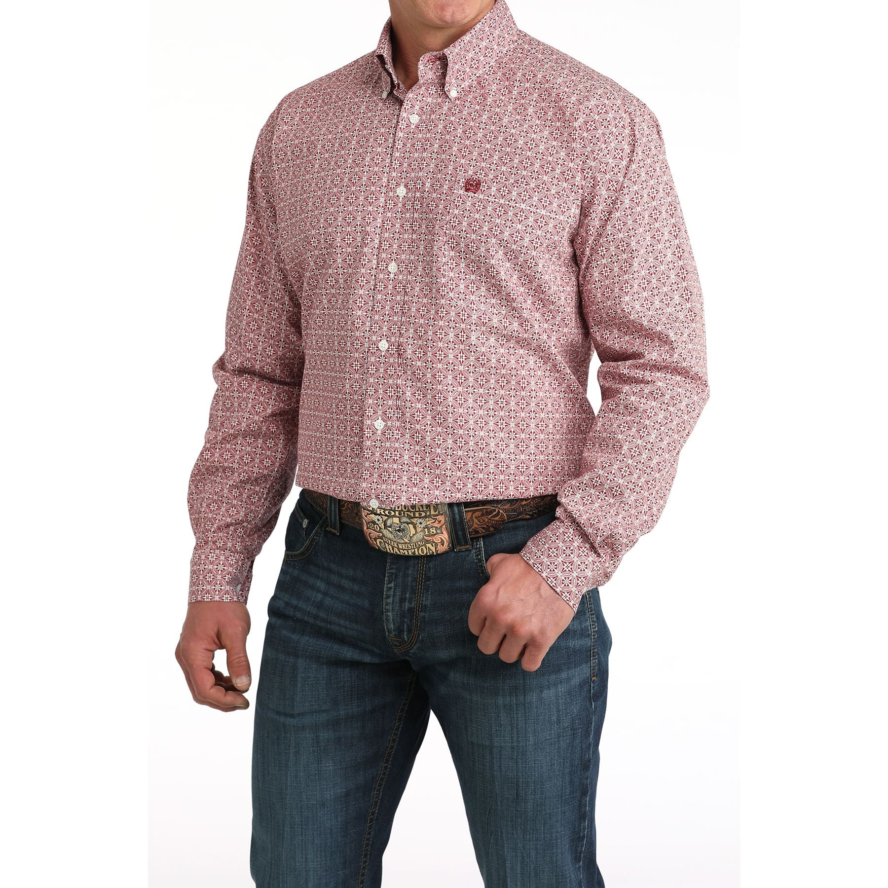 Men's Cinch Medallion Print Long Sleeve Button Down Shirt MTW1106052