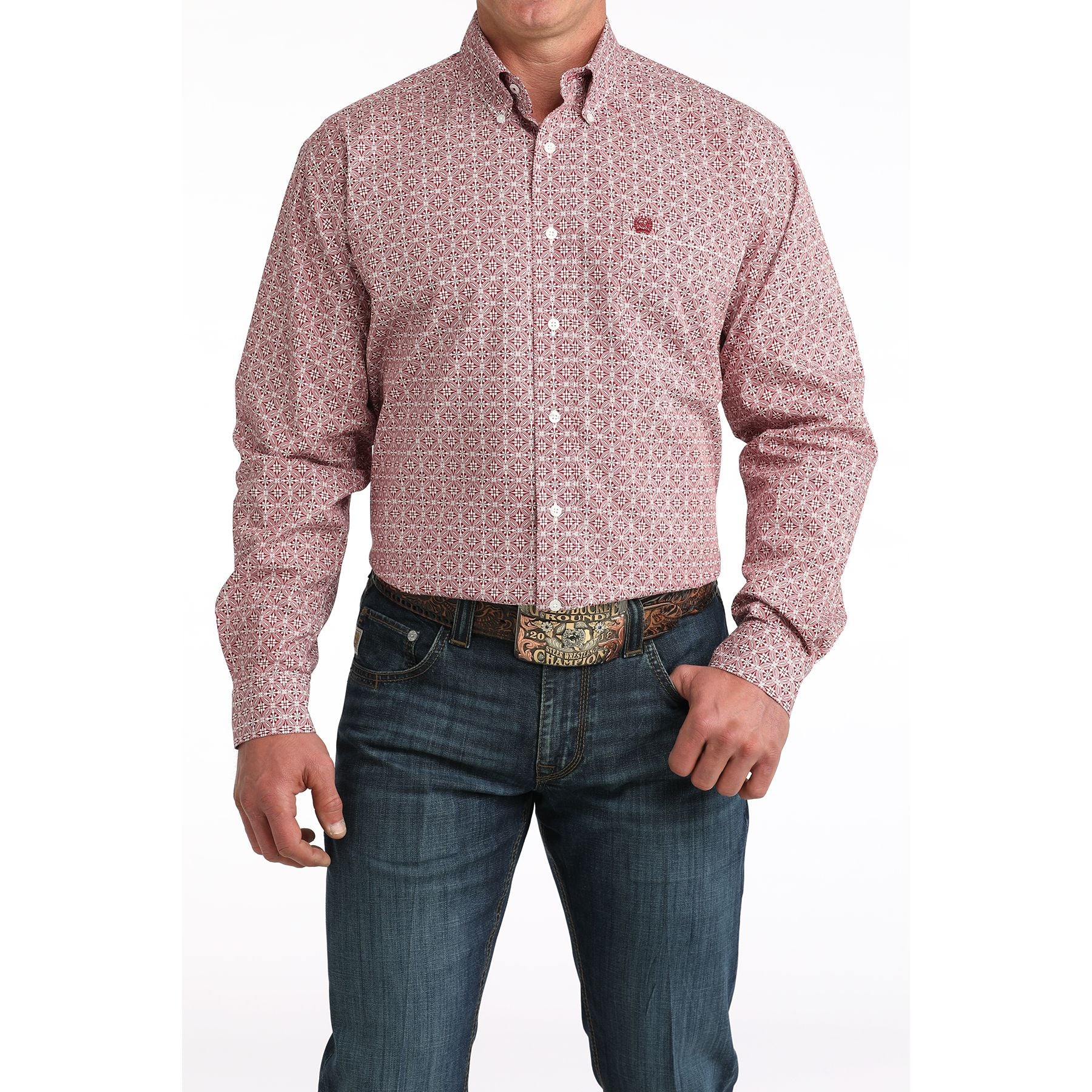 Men's Cinch Medallion Print Long Sleeve Button Down Shirt MTW1106052