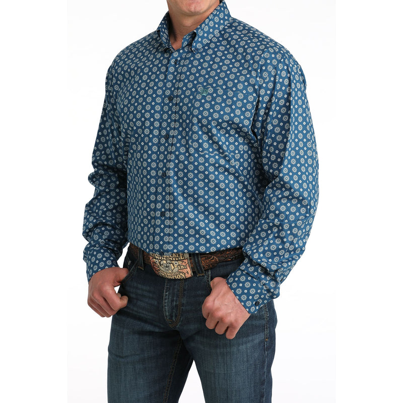Men's Cinch Floral Geo Print Long Sleeve Button Down Shirt MTW1106054