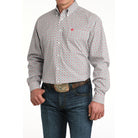 Men's Cinch White Geo Print Long Sleeve Shirt MTW1106055
