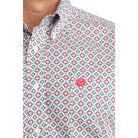 Men's Cinch White Geo Print Long Sleeve Shirt MTW1106055