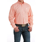 Men's Cinch Orange Long Sleeve Printed Button Down Shirt MTW1106058