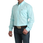 Men's Cinch Long Sleeve Light Blue Printed Button Down Shirt MTW1106062