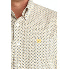 Men's Cinch Long Sleeve White and Printed Button Down Shirt MTW1106069