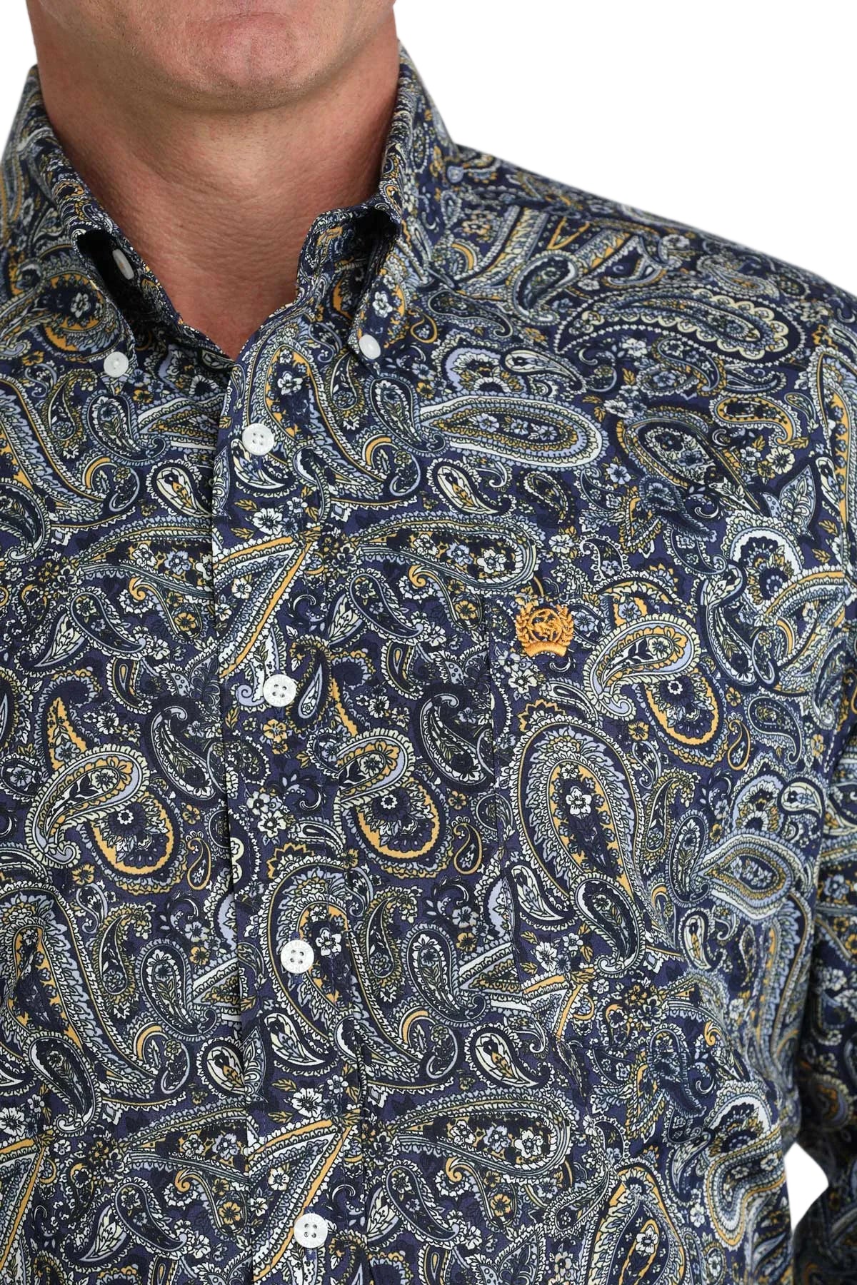 Men's Cinch Royal Blue Paisley Print Button Down Shirt MTW1106072