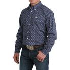 Men's Cinch Royal Blue Printed Button Down Shirt MTW1106075