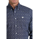 Men's Cinch Royal Blue Printed Button Down Shirt MTW1106075