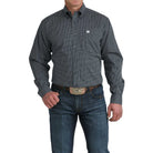 Men's Cinch Navy Printed Long Sleeve Button Up MTW1106079