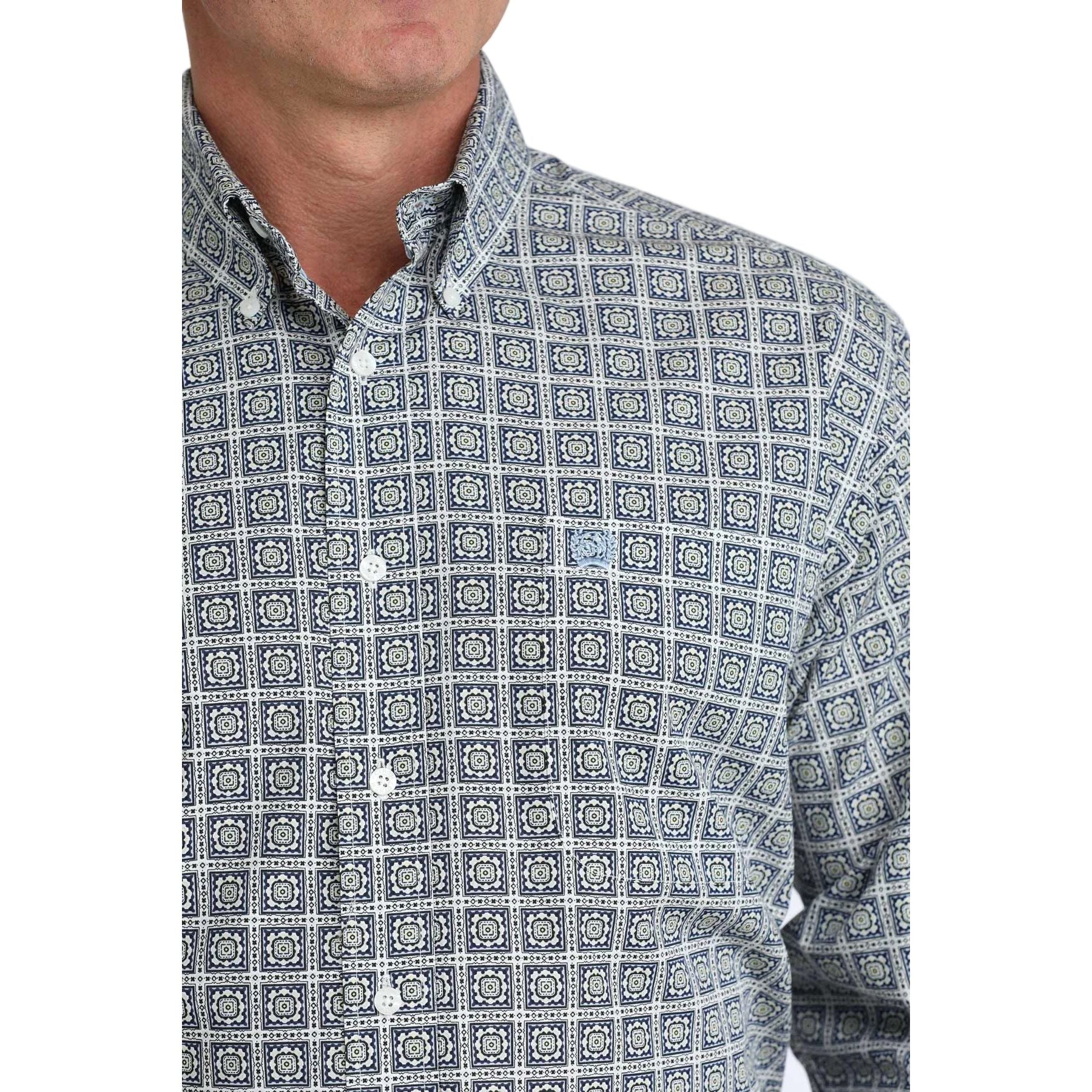 Men's Cinch Geo Print Long Sleeve Button Down Shirt MTW1106080