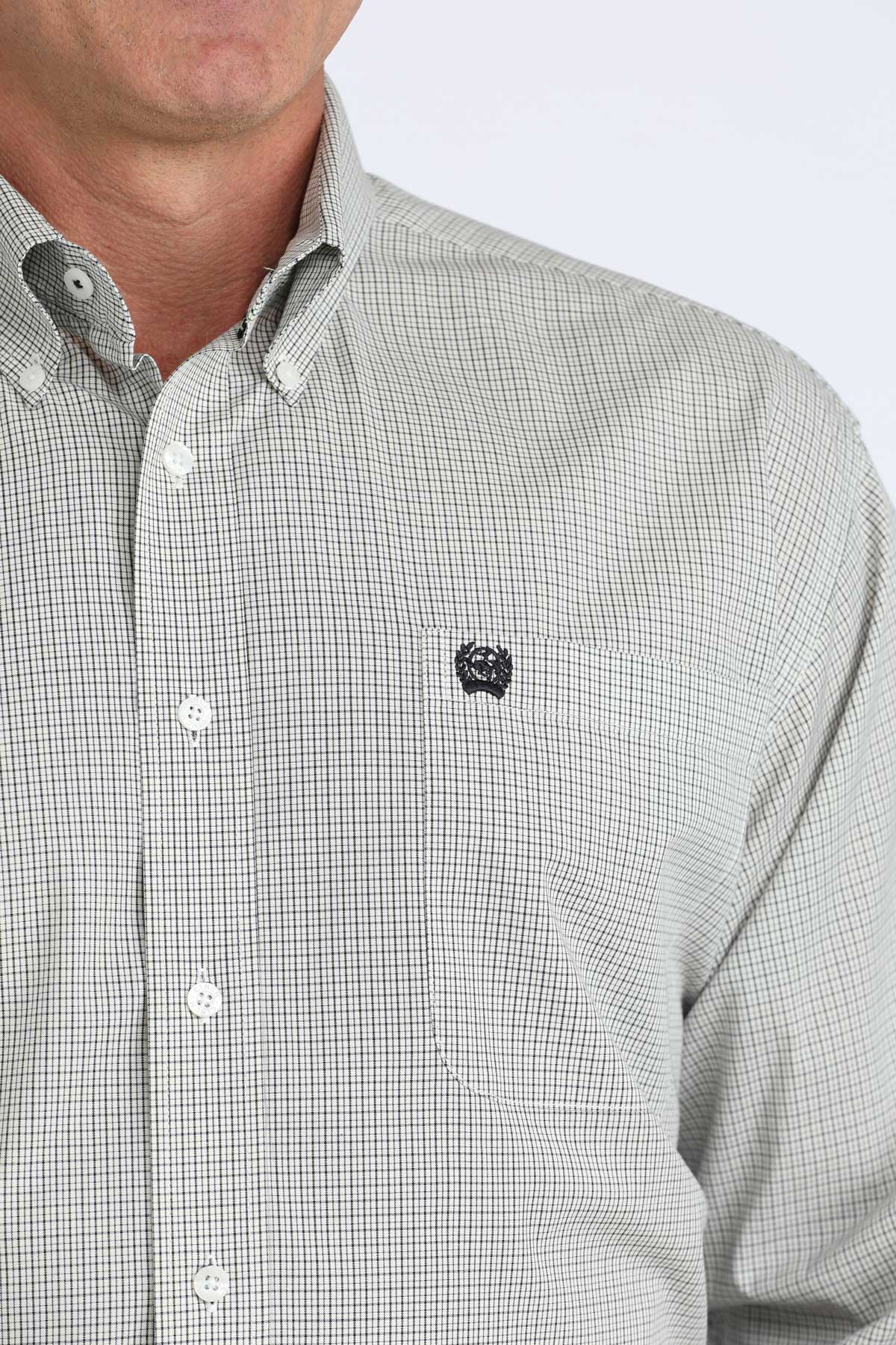 Men's Cinch White Printed Long Sleeve Button Up Shirt MTW1106081