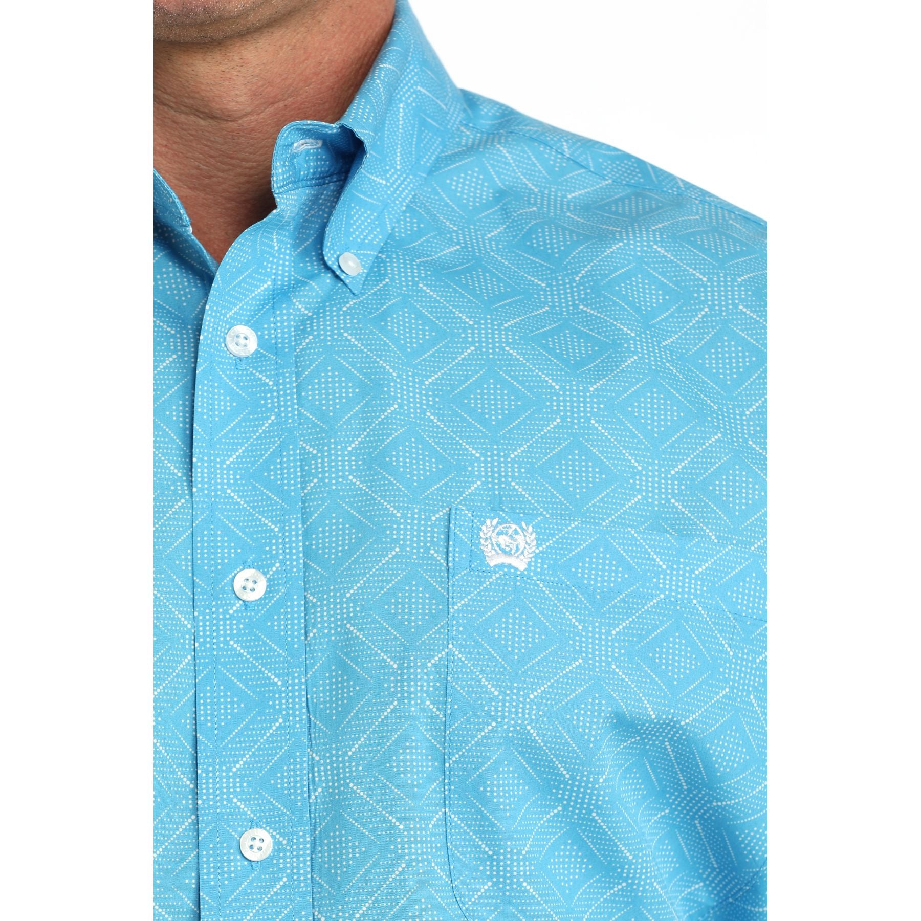 Men's Cinch Long Sleeve Blue Printed Button Up Shirt MTW1106086