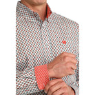 Men's Cinch Long Sleeve White Geo Print Button Up Shirt MTW1106093