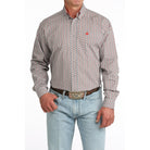 Men's Cinch Long Sleeve White Geo Print Button Up Shirt MTW1106093