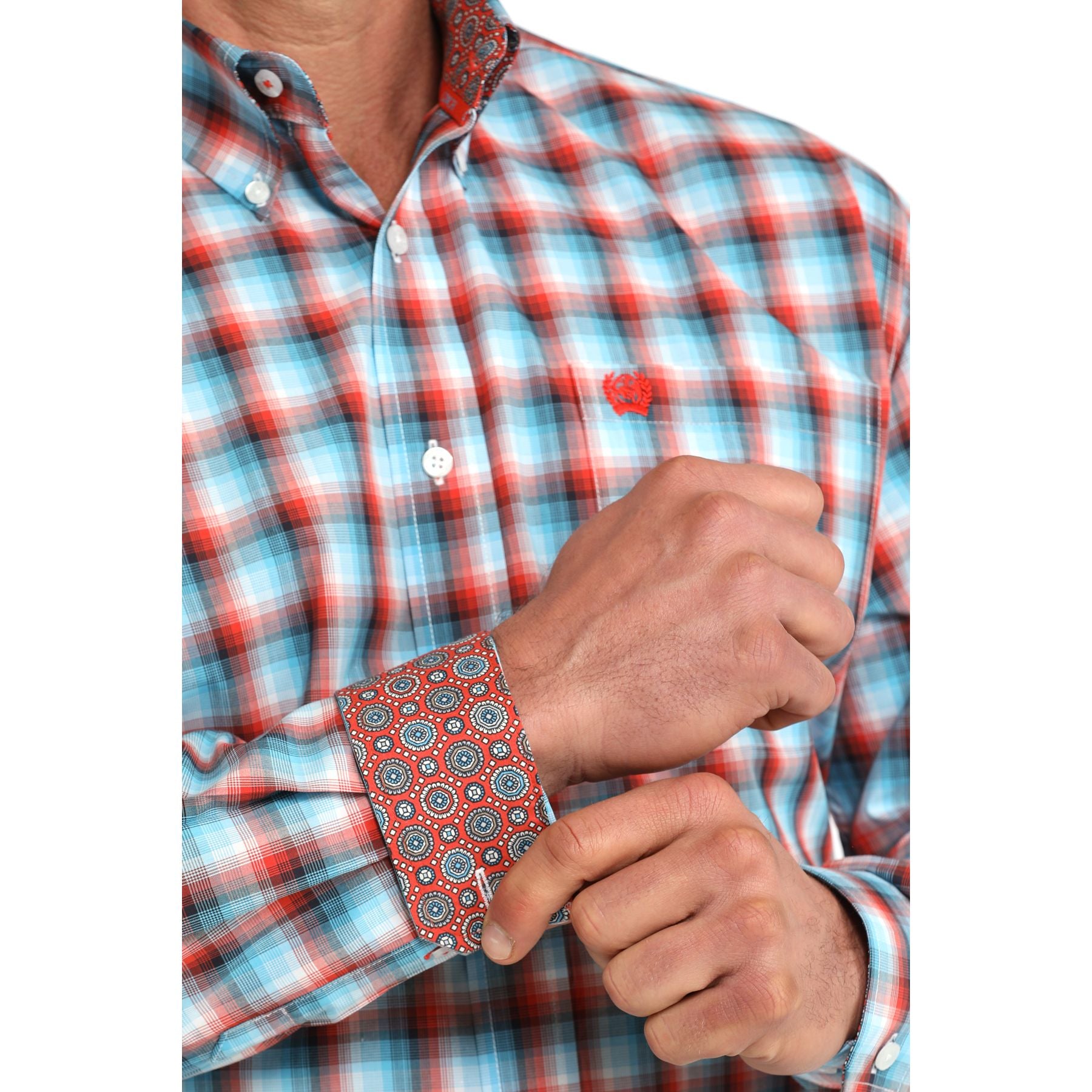 Men's Cinch Long Sleeve Multi Plaid Button Up Shirt MTW1106096